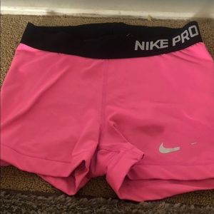 Pink nike pro shorts
